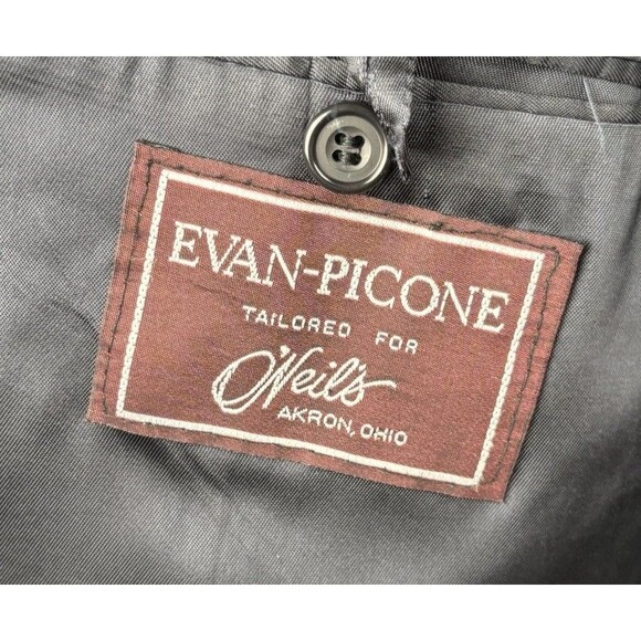 Vintage Evan Picone Mens Blue Wool Pinstripe 2-Piece Suit 44R Jacket 38x28 Pant - Picture 5 of 12